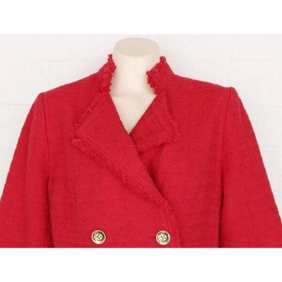 NWT Chico's 1 M 8 10 Renaissance Red Chic Tweed Double Buttoned Jacket - Picture 6 of 6